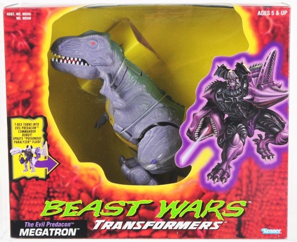 Transformers Beast Wars AFA 85 Megatron.: Hasbro. Best toy from the series in great grade. (1966) Megatron's original "Ultra" size class T-Rex box, equipped with several special gimmicks. The toy features a pair of spring-loaded missile launc
