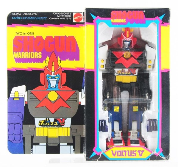 Popy Voltes V 2-in-1.: Mattel. Possibly the best toy of the entire Shogun Warriors lineup, Voltes is almost never seen in this new old stock condition. Dead stock toy in amazing condition box. One small repair on box (tear