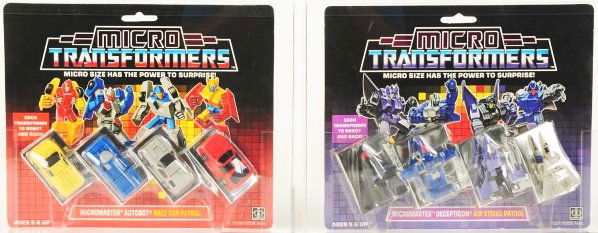 Transformers Micromasters AFA Jets & Cars Set.: Hasbro. Uncommon Transformers Micromasters sets, both in near mint AFA 85 condition. Often these modestly priced and late production Transformers are the toughest characters to find mint and sealed. C