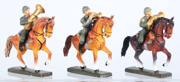 Lineol 7.5cm Italian Musicians on Horseback.: Includes three different Italian mounted musicians. Condition (Excellent - Near Mint).