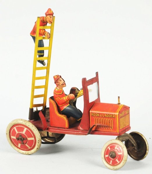 Tin Marx Snoopy Gus Ladder Truck Wind-Up Toy.: American. Working. Replacement ladder and figures. Condition (Good - Very Good). Size 7" L.