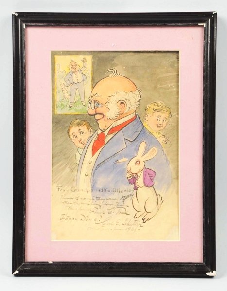 Foxy Grandpa Original Art Signed by Earl Schultze: Framed and marked "New York January 1939". Comes with a newspaper article on back announcing Schultze's passing. Also stated that this piece was purchased from Schultze's estate and was possibly his l