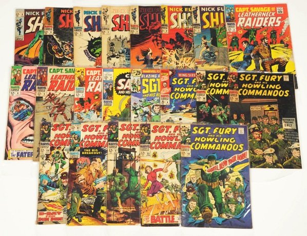 Lot of 20: Marvel Silver Age Comic Books.: This lot includes all 12¢ issues of the following titles. Captain Savage, Nick Fury, and Sergeant Fury. There is also a Sergeant Fury King-Size Special #4. Condition (Good - Very Good).