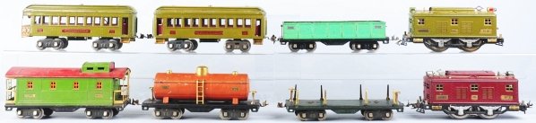 Lot of 2: Lionel Standard Gauge No. 8 Train Sets.: American. Includes one passenger set and one freight set. Some scratching and wear throughout. Condition (Very Good).