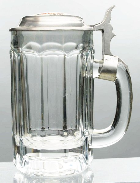 Red Star Inn Porcelain Lidded Beer Stein.: Manufactured in Chicago, IL. Clean and bright porcelain lid with light wear. Glass is clean as well. Condition (Excellent). Size 6 - 7/8" T.