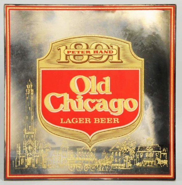 Lot of 2: Reverse Glass Beer Mirror Signs.: Includes one for Weber Beer with light hazing and lifting overall. Also includes one for Old Chicago Beer that is clean overall. Condition (Excellent). Size Largest: 18" x 12".
