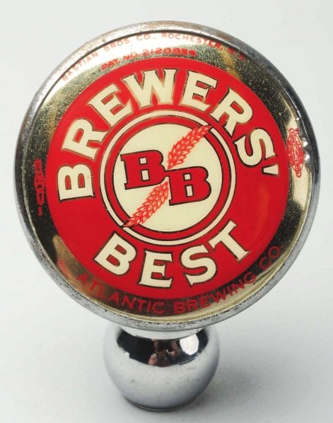 Brewer's Best Beer Tap Knob.: Atlantic Brewing Company. Clean face with minor wear to chrome and one dent to backside. Condition (Very Good).