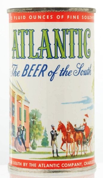 Atlantic Beer Flat Top Beer Can.: 032-16. Gagard can. Body is about perfect all around. Top has been removed with slight teeth marks. Condition (A1+).