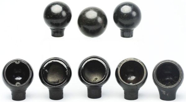 Lot of 8: Miscellaneous Beer Tap Knobs.: Includes five without faces and three round ball knobs with scuffing throughout. Condition (Very Good - Near Mint).