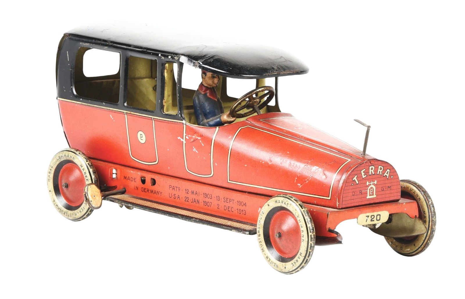 GERMAN LEHMANN TIN LITHO WIND-UP TERRA TOY AUTOMOBILE (1 of 3)