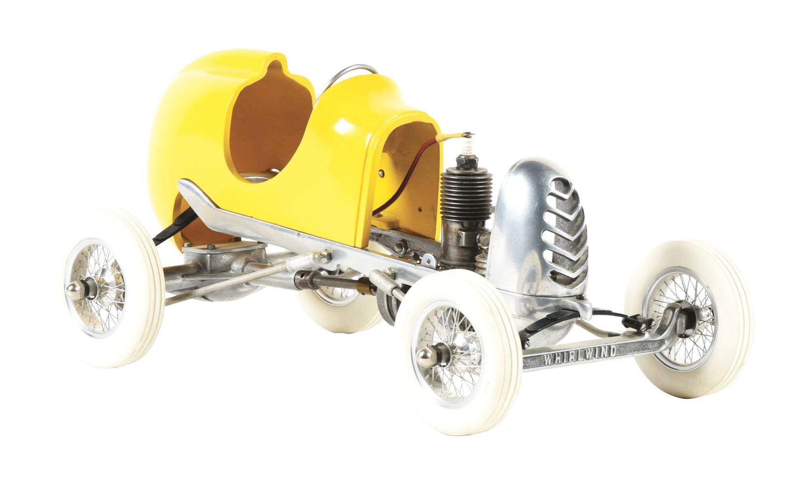 VINTAGE BREMER GAS-POWERED RACECAR YELLOW SLOT CAR (1 of 3)