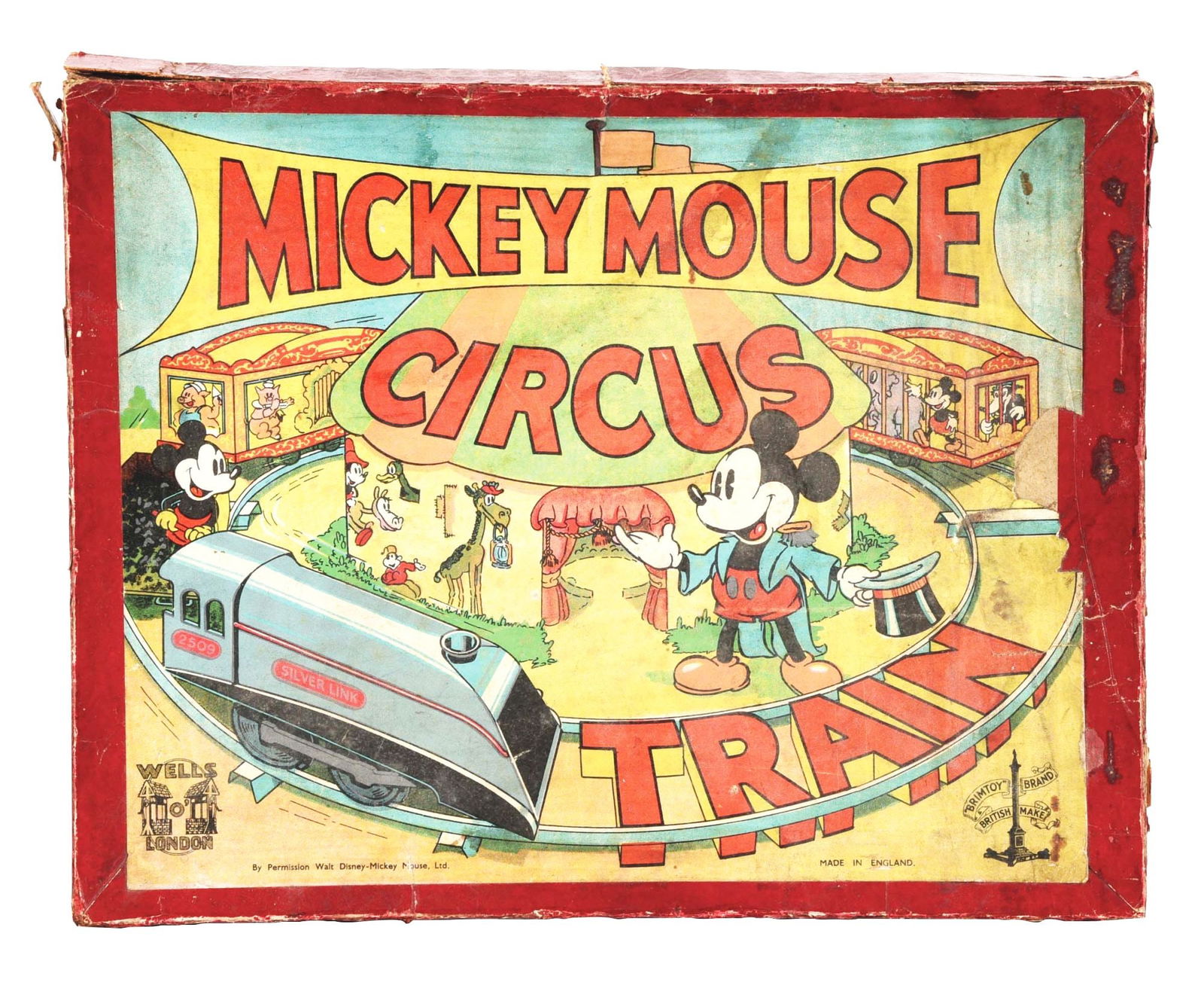 SCARCE WELLS BRIM TOY MICKEY MOUSE CIRCUS ORIGINAL TRAIN BOX (1 of 3)