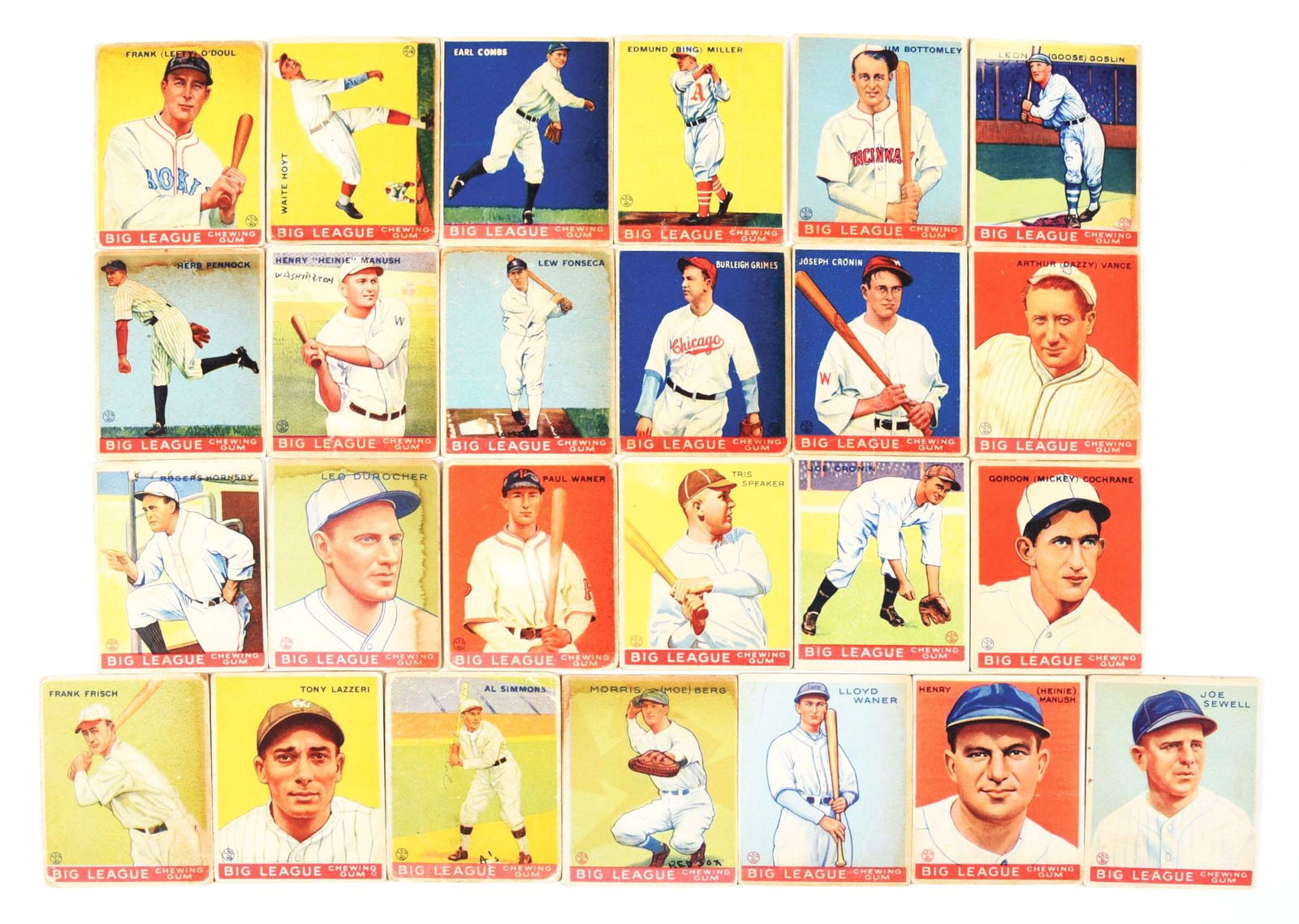 LOT OF 25: 1933 GOUDEY BIG LEAGUE BASEBALL CARDS (1 of 2)