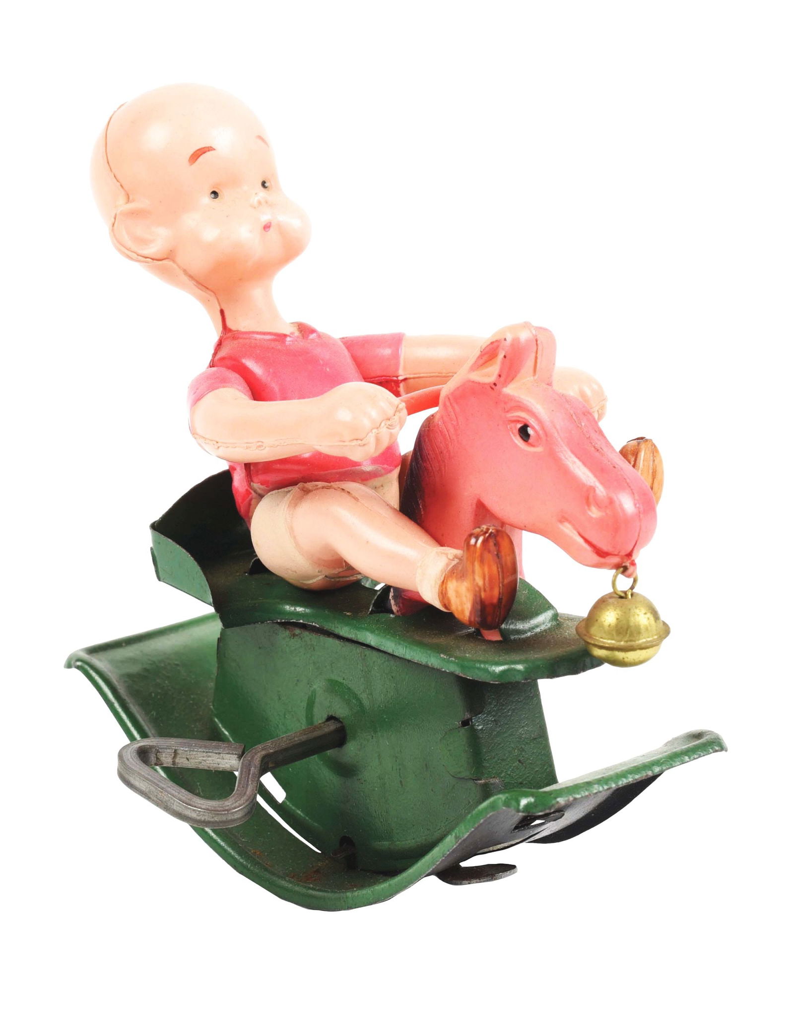 VERY SCARCE CELLULOID AND TIN HENRY ON ROCKING HORSE TOY (1 of 4)