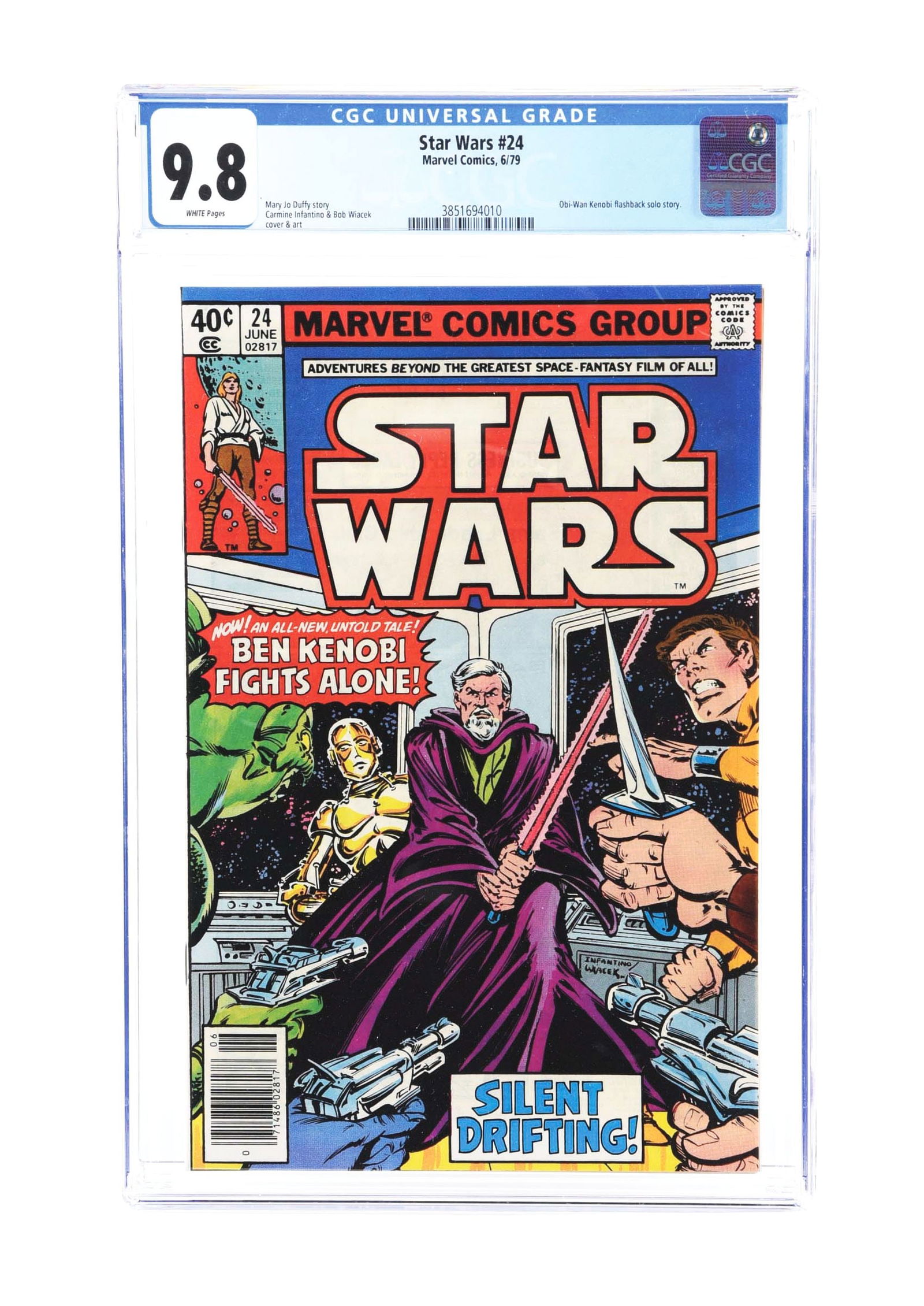 STAR WARS #24 NEWSSTAND COMIC BOOK CGC 9.8 WHITE PAGES (1 of 2)