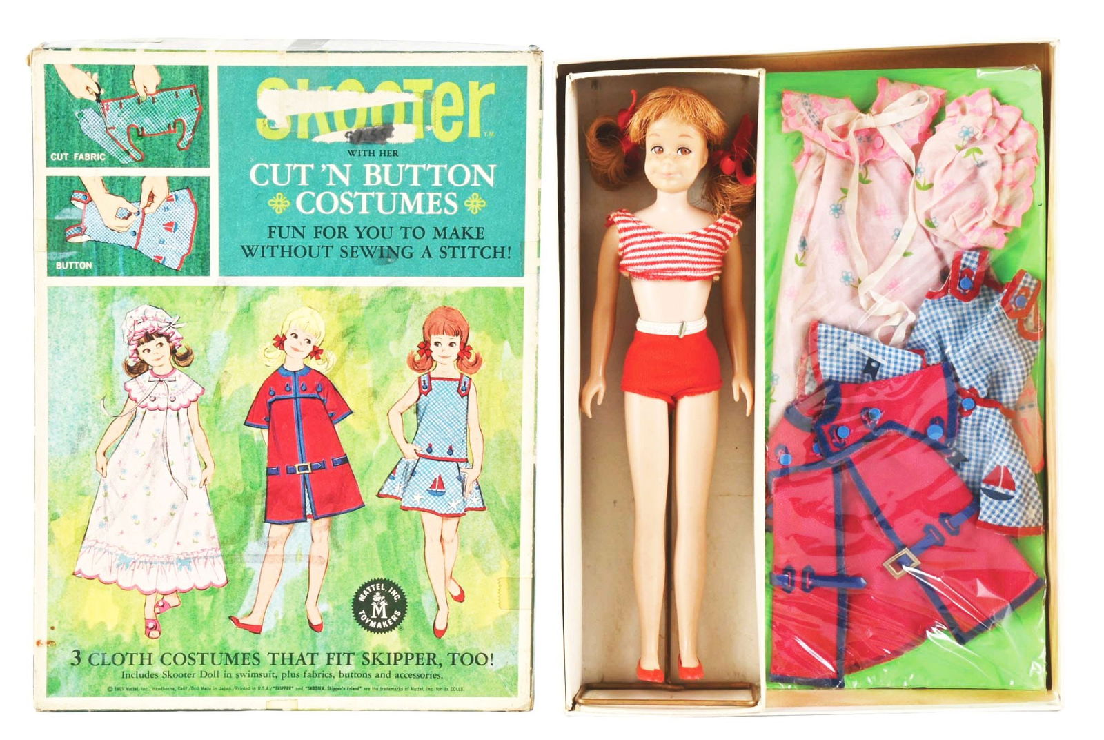 1965 MATTEL SKOOTER CUT 'N BUTTON COSTUMES IN ORIGINAL BOX (1 of 5)