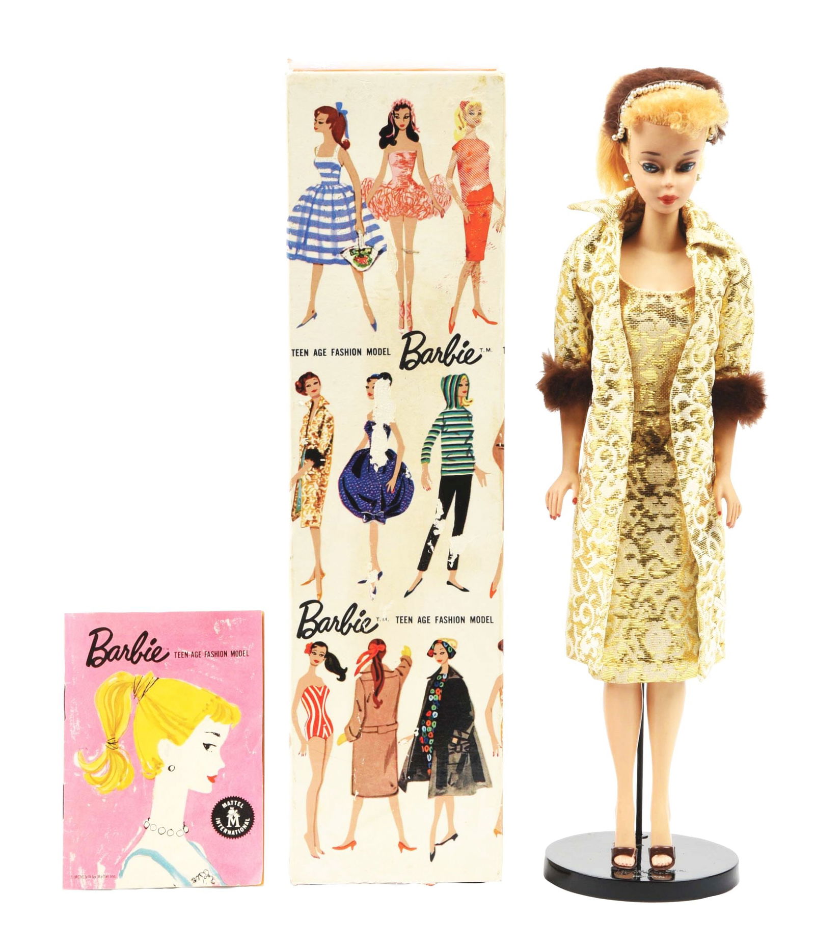 1959 MATTEL BARBIE NO. 850 BLONDE IN GOLD SWIMSUIT W/ ACCESSORIES (1 of 5)