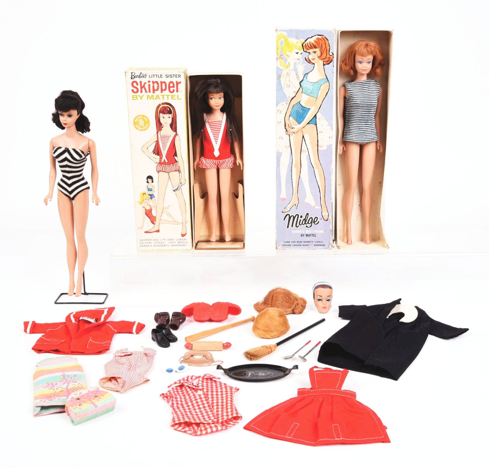 LOT OF 3: 1960S BARBIE, SKIPPER & MIDGE DOLLS BY MATTEL (1 of 2)