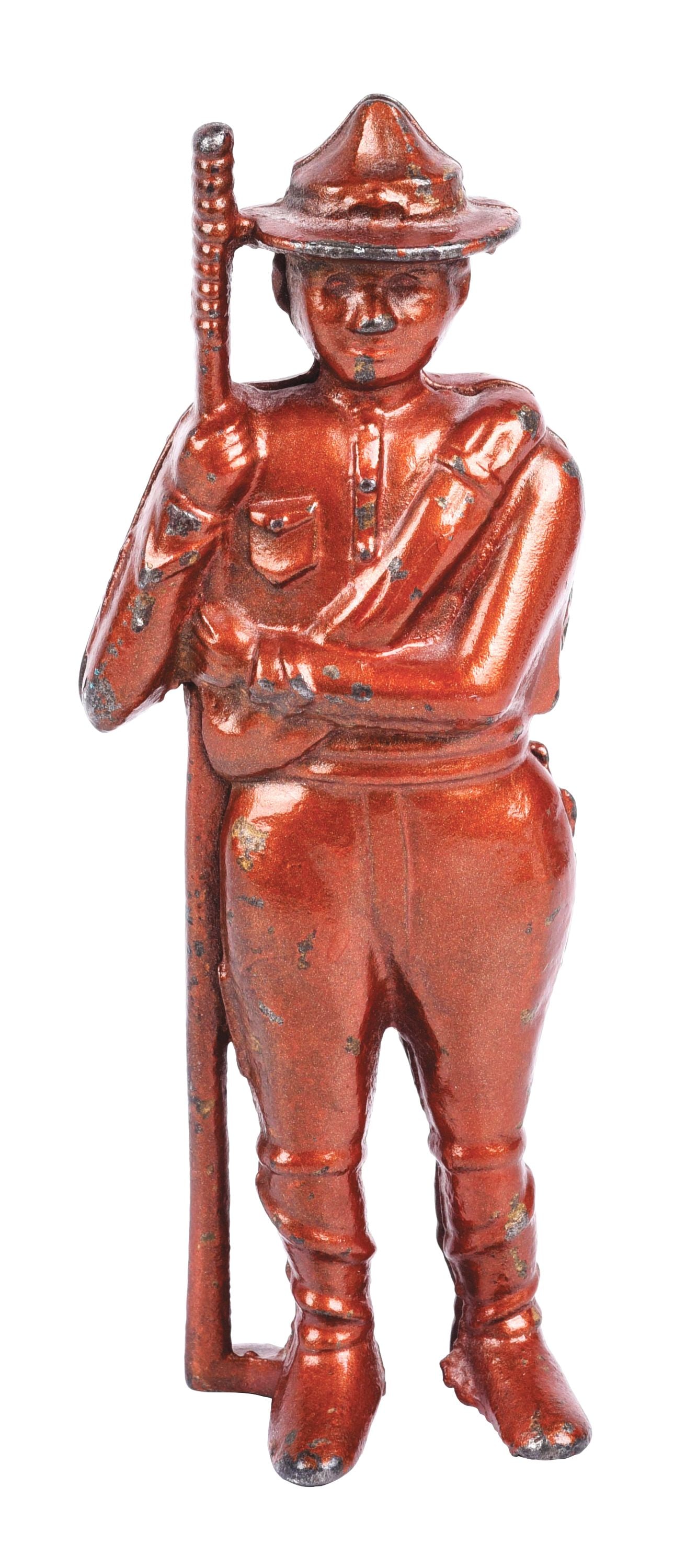 STANDING BOY SCOUT STILL BANK W/ COPPER PAINT (1 of 5)