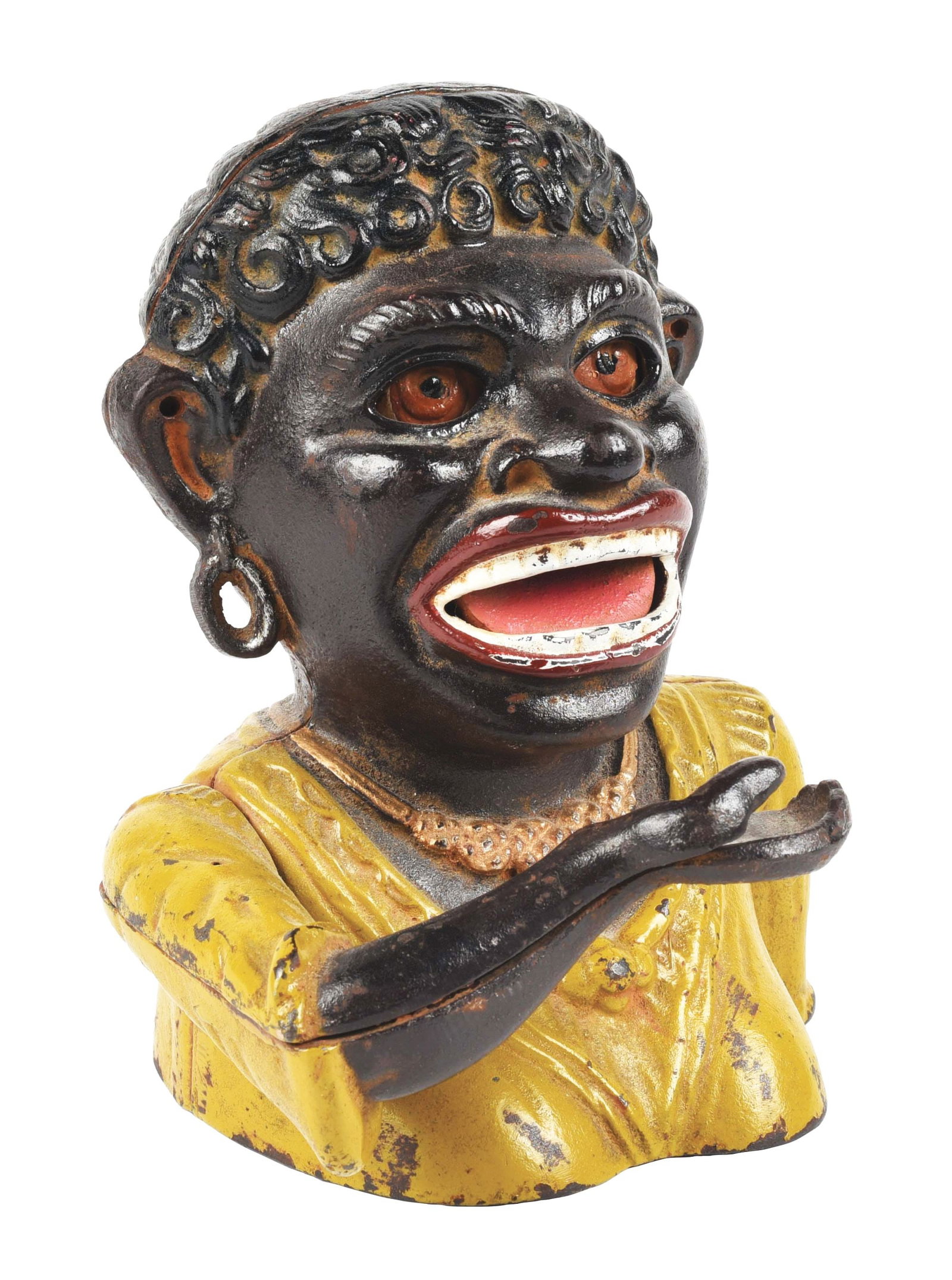 DINAH BANK MECHANICAL BANK: Later production. Works fine. Condition: (Excellent) Item Dimensions: 5 - 1/2" x 5" x 6 - 1/2".