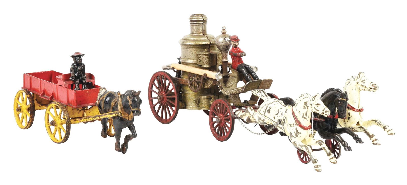 LOT OF 2: CAST IRON HORSE-DRAWN TOYS (1 of 3)