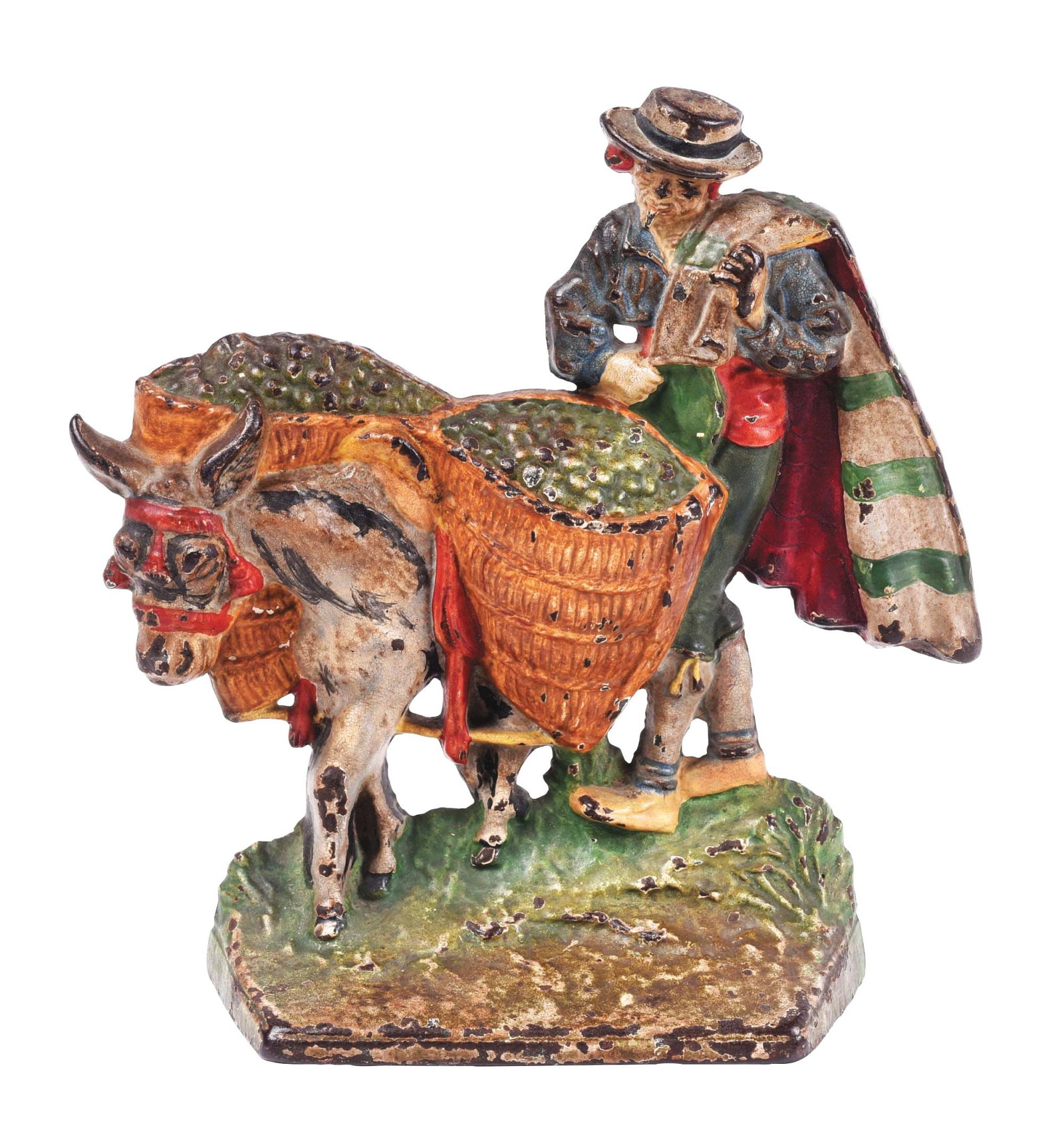 HUBLEY OLIVE PICKER DOOR STOP: Nice color. Strong paint. Condition: (Excellent) Item Dimensions: 7 - 1/2" x 2" x 7 - 3/4".