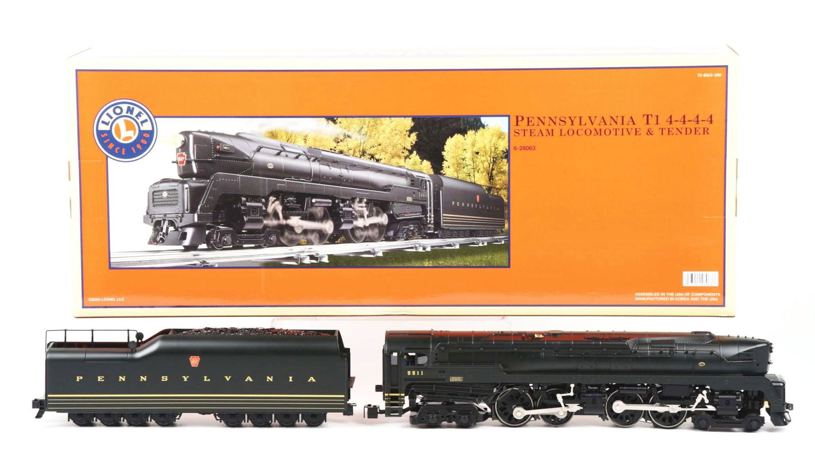 CONTEMPORARY LIONEL O GAUGE PENNSYLVANIA 4-4-4-4 STEAM LOCOMOTIVE & TENDER (1 of 2)