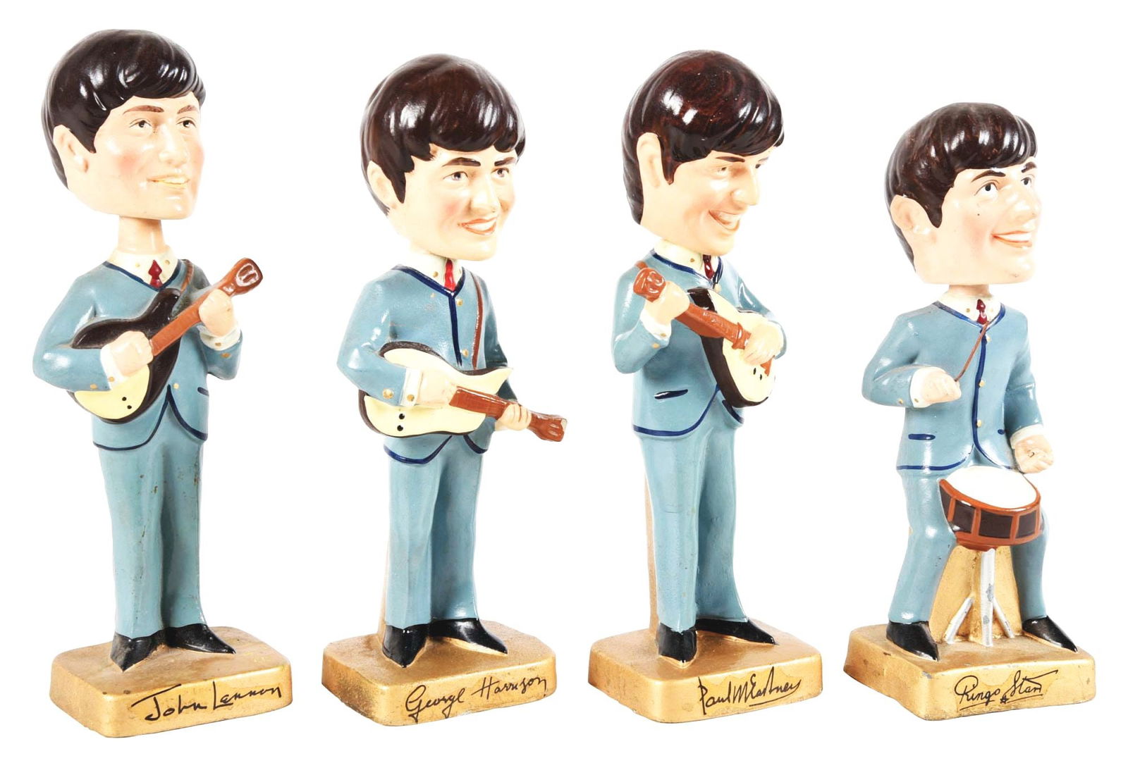 LOT OF 4: VINTAGE 1960S BEATLES NODDERS MASCOT SET (1 of 4)