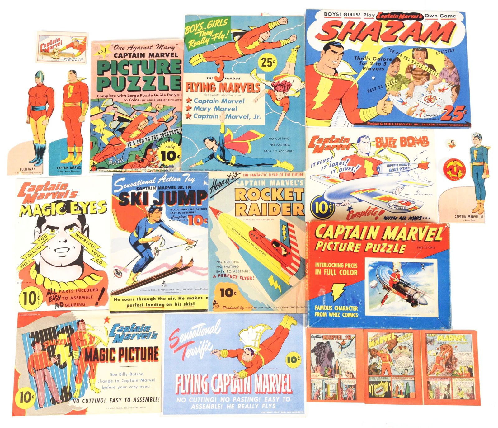 LOT OF APPROX. 15 VARIOUS MOSTLY VINTAGE CAPTAIN MARVEL ITEMS (1 of 1)