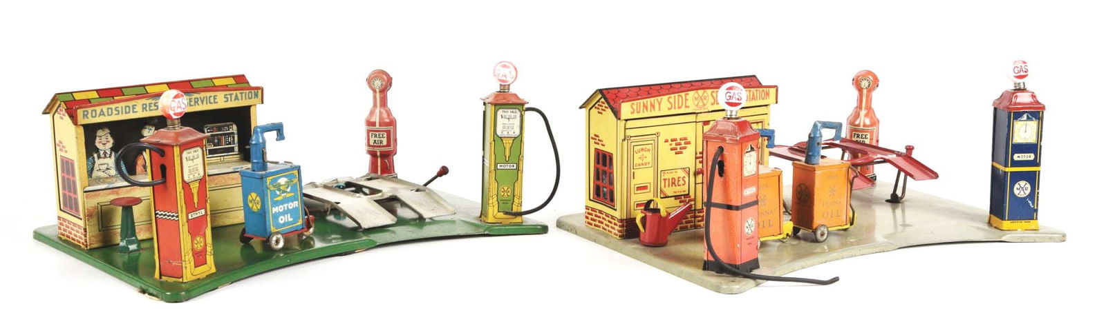 LOT OF 2: PRE-WAR MARX PRESSED STEEL GAS STATION TOYS (1 of 6)