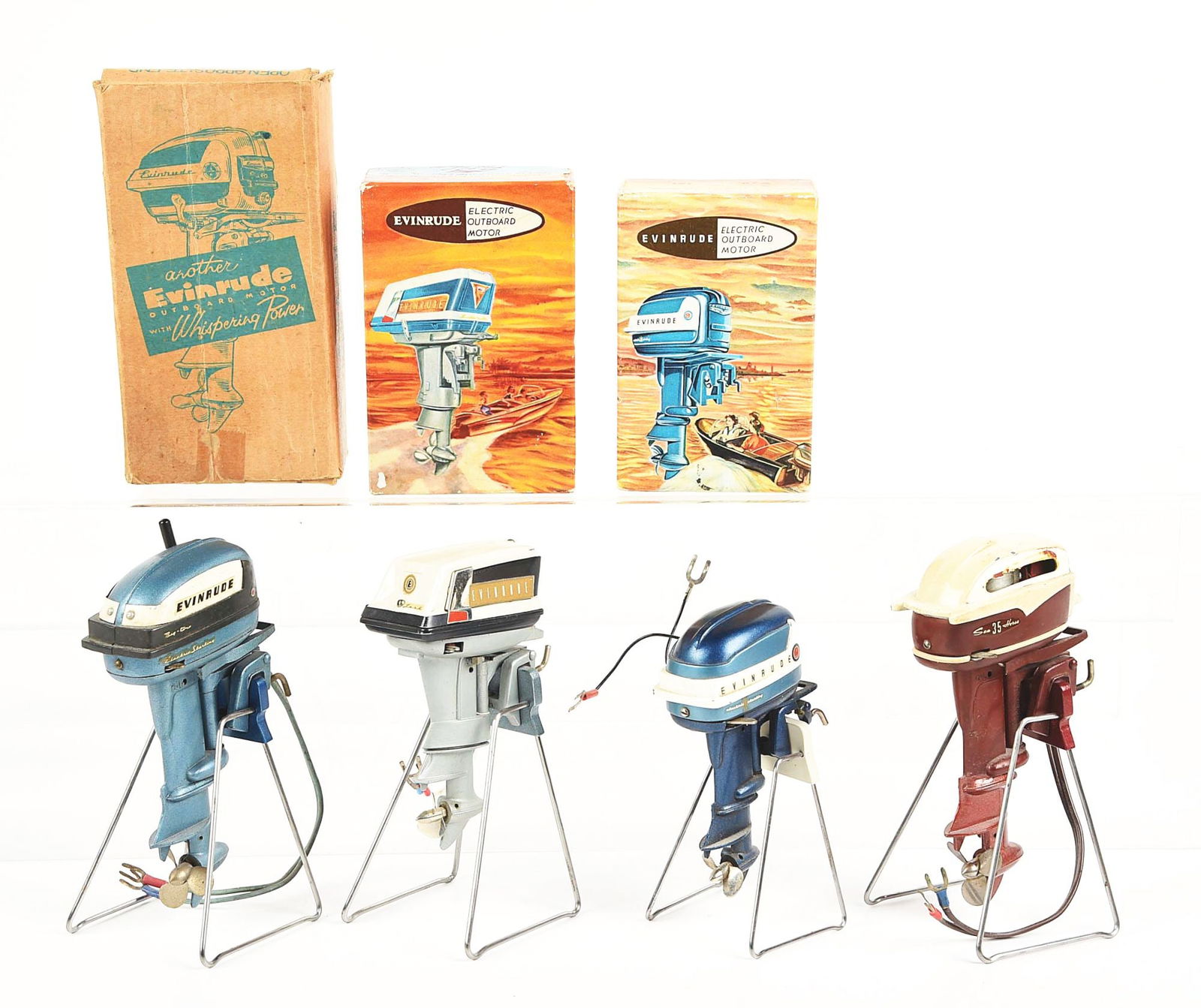 LOT OF 4: EVINRUDE & JOHNSON 1950S BATTERY-OPERATED JAPANESE TOY BOAT MOTORS (1 of 4)