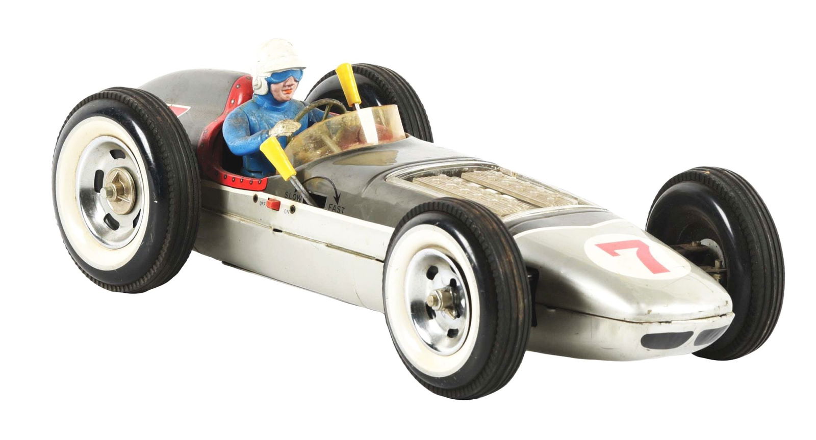 JAPANESE TIN LITHO BATTERY-OPERATED MARX NO. 7 RACECAR (1 of 3)