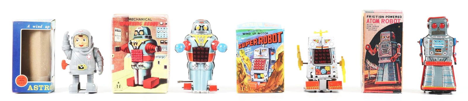 LOT OF 4: VARIOUS PLASTIC & TIN LITHO ROBOT TOYS (1 of 2)