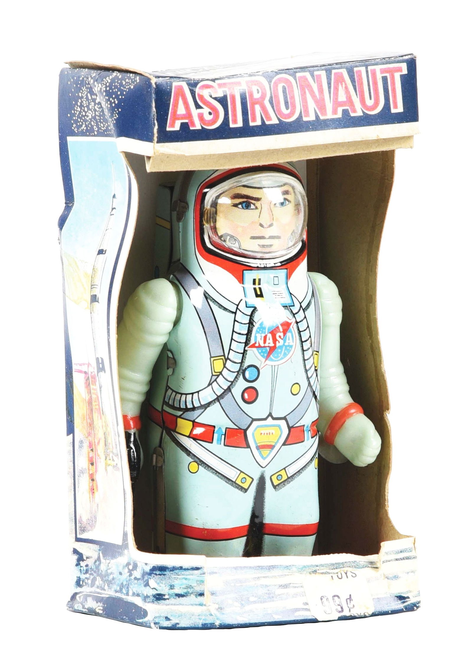 SCARCE TIN LITHO WIND-UP SHUDO ASTRONAUT IN ORIGINAL BOX (1 of 4)