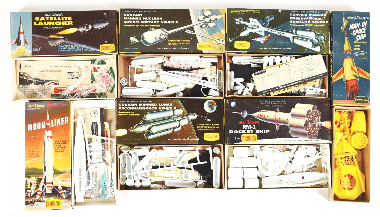 LOT OF 7: VARIOUS VINTAGE STROMBECKER MODEL KITS IN ORIGINAL BOXES (1 of 1)