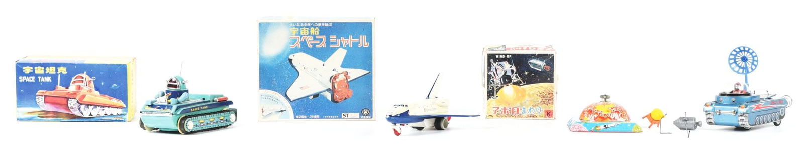 LOT OF 4: JAPANESE & CHINESE TIN LITHO & PLASTIC SPACE TOYS, 3 IN ORIGINAL BOXES (1 of 2)