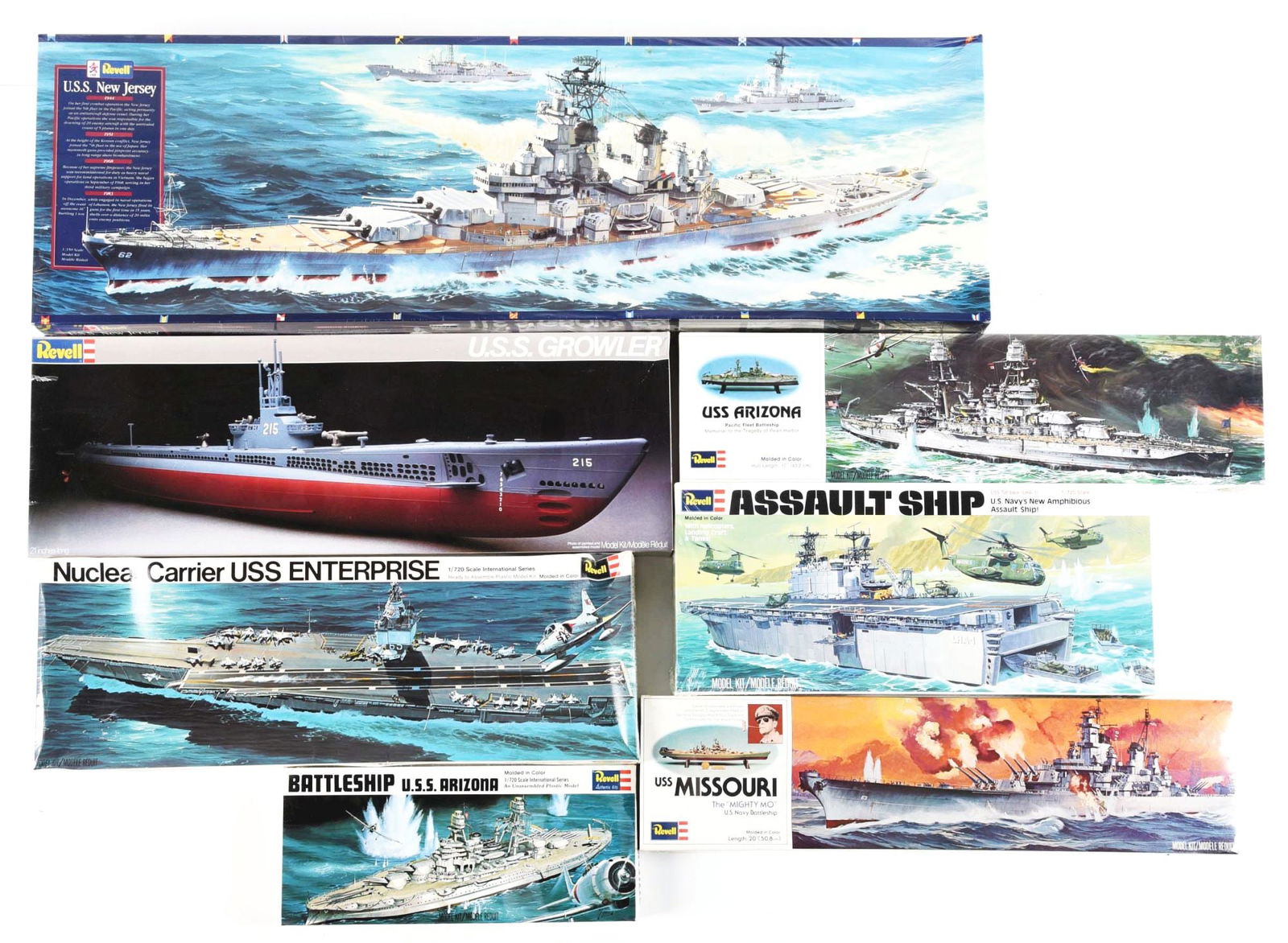 LOT OF 7: VARIOUS REVELL SHIP MODEL KITS (1 of 1)