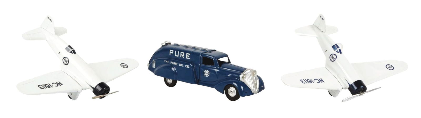 LOT OF 3: PRESSED STEEL METALCRAFT PURE OIL COMPANY TRUCK & AIRPLANES (1 of 2)