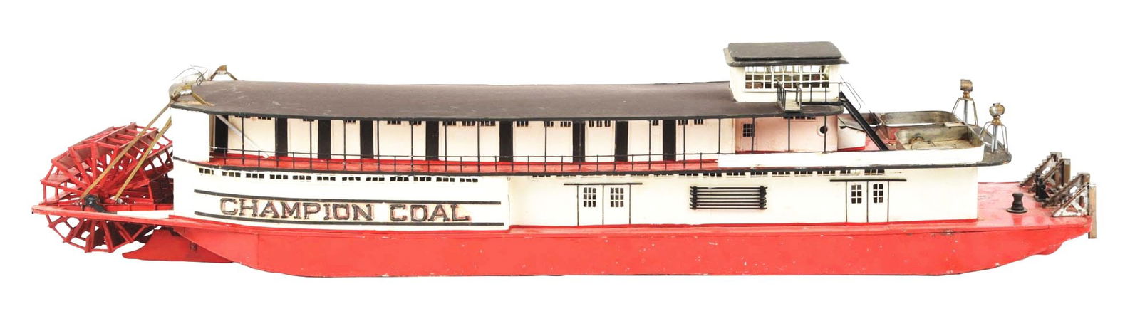 FOLK ART SCRATCH-BUILT WOODEN CHAMPION COAL RIVER BOAT (1 of 3)