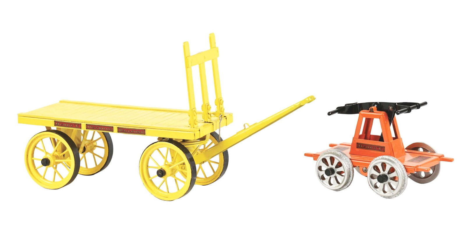 LOT OF 2: BUDDY "L" RAILROAD HAND CART & RAILROAD LUGGAGE CART (1 of 3)