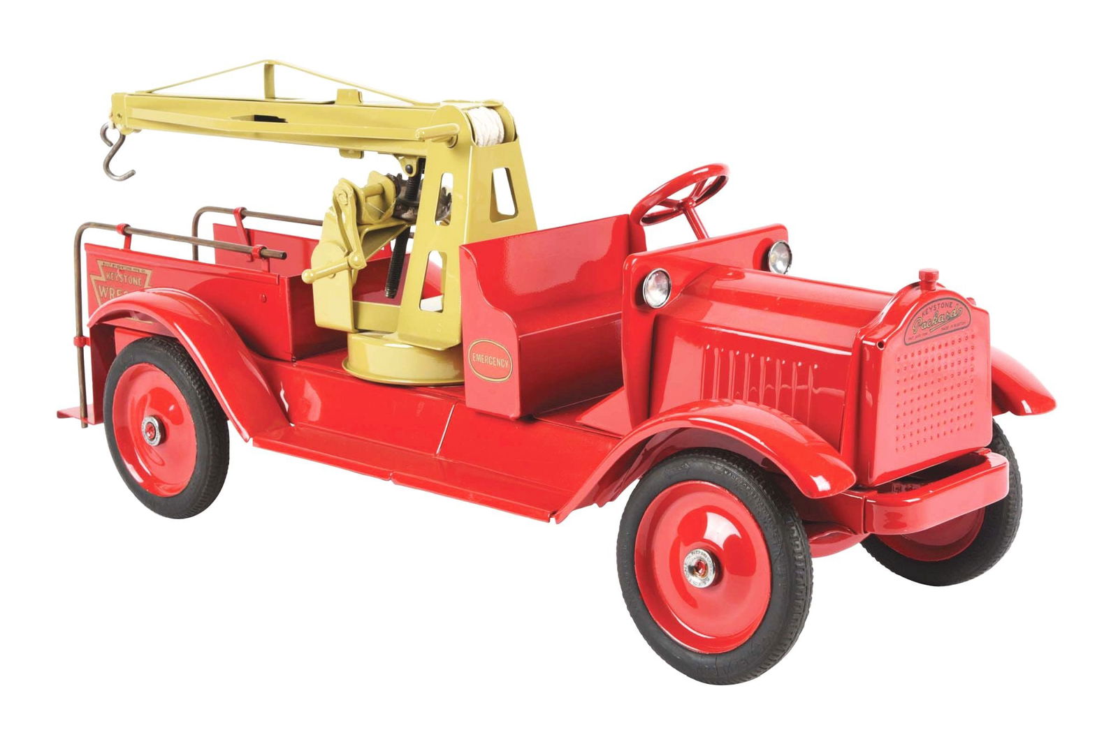 KEYSTONE MFG. CO. WRECKER TOW TRUCK: A professional restoration to a rust-free original truck. Condition: (Restored) Item Dimensions: 27" x 9" x 10 - 1/2".