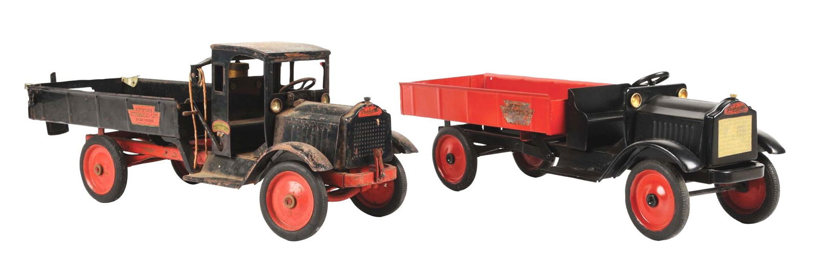 LOT OF 2: KEYSTONE PRESSED STEEL HYDRAULIC-LIFT DUMP TRUCKS (1 of 3)