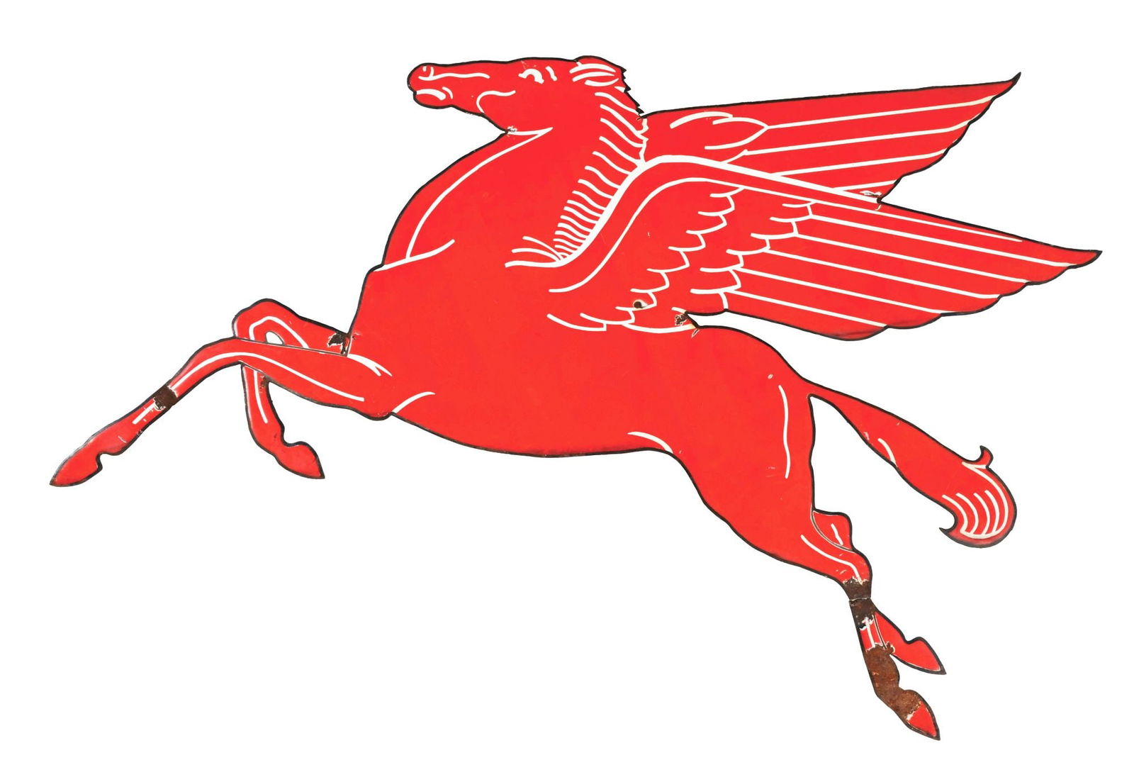 SMALL DIECUT MOBIL PEGASUS PORCELAIN SIGN. (1 of 2)