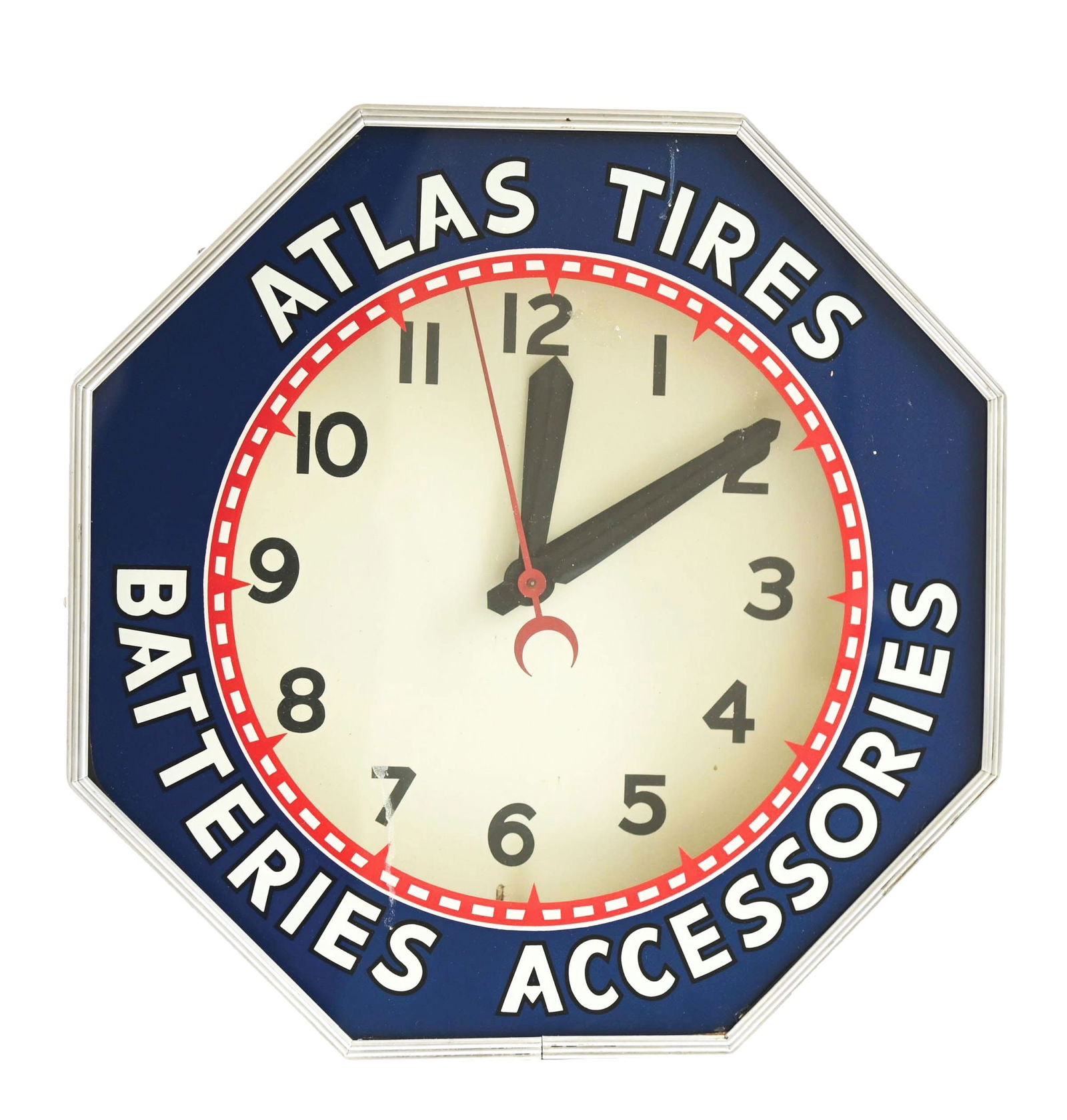 ATLAS TIRES BATTERIES ACCESSORIES LIGHT-UP/ NEON CLOCK. (1 of 2)