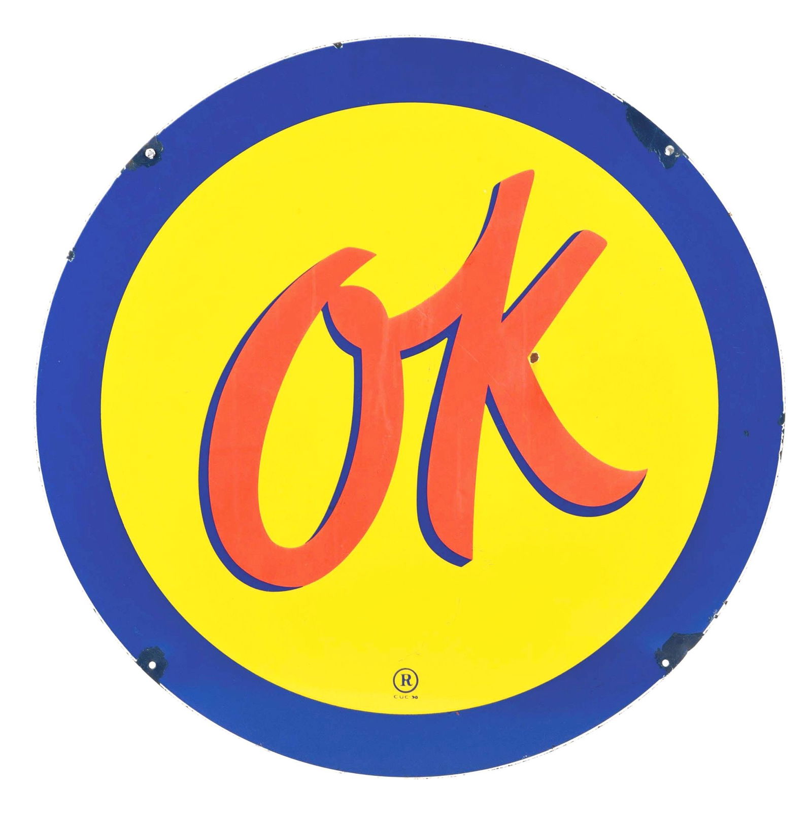 OK CHEVROLET SERVICE PORCELAIN SIGN. (1 of 3)