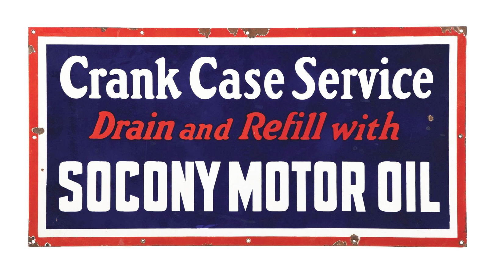 SOCONY MOTOR OIL PORCELAIN SERVICE STATION SIGN. (1 of 2)