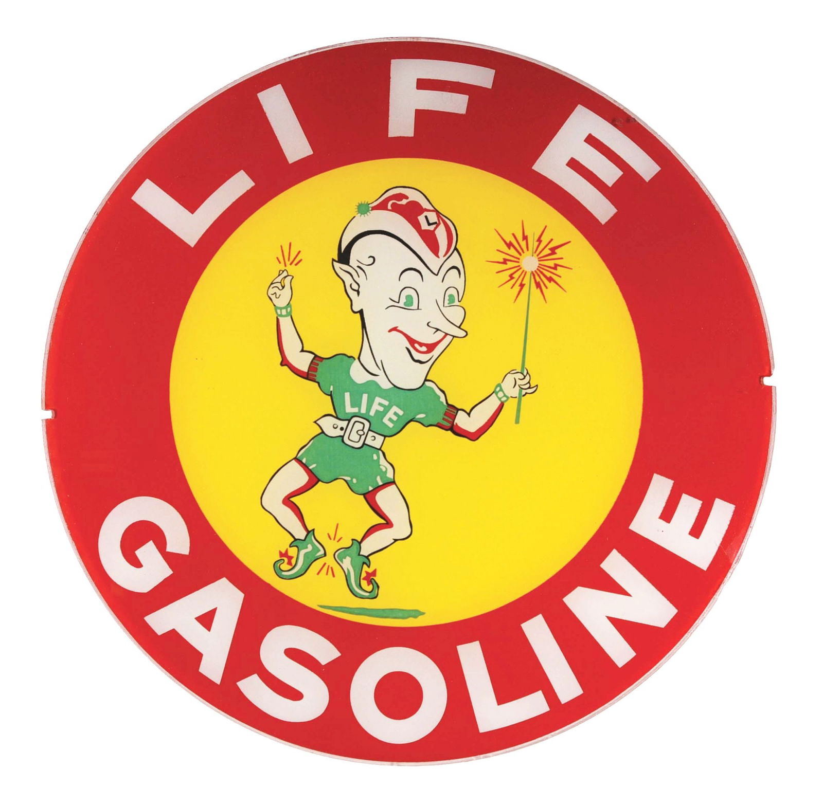 LIFE GASOLINE SINGLE 13.5" GLOBE LENS W/ ELF GRAPHIC. (1 of 2)