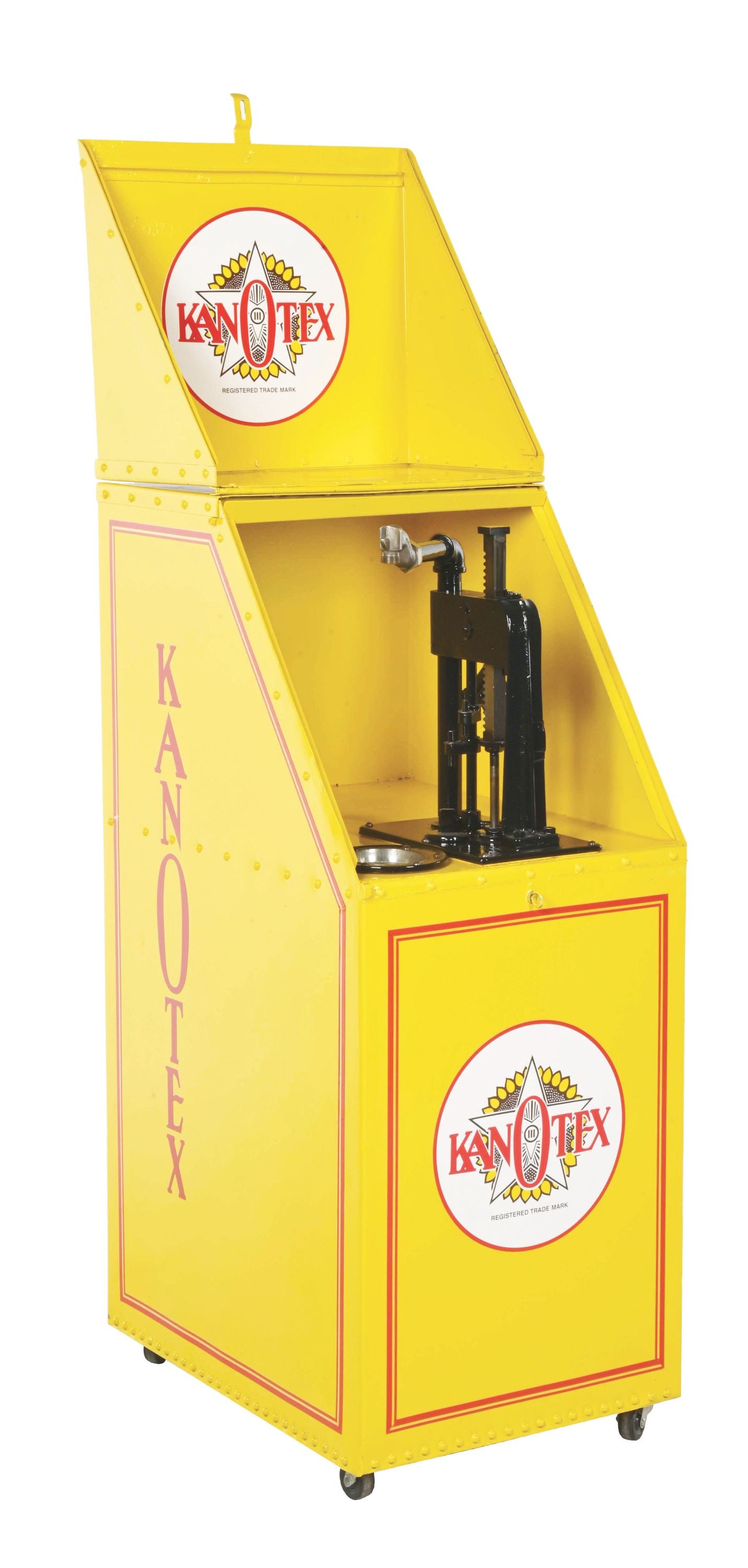 BOWSER OIL STORAGE CABINET RESTORED IN KANOTEX GASOLINE. (1 of 8)