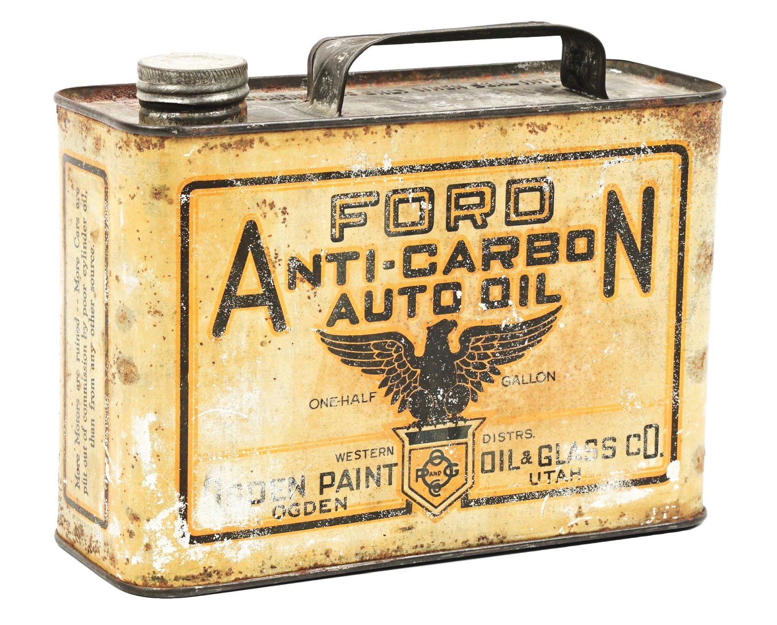 FORD ANTI-CARBON AUTO OIL HALF GALLON CAN W/ EAGLE GRAPHIC. (1 of 4)