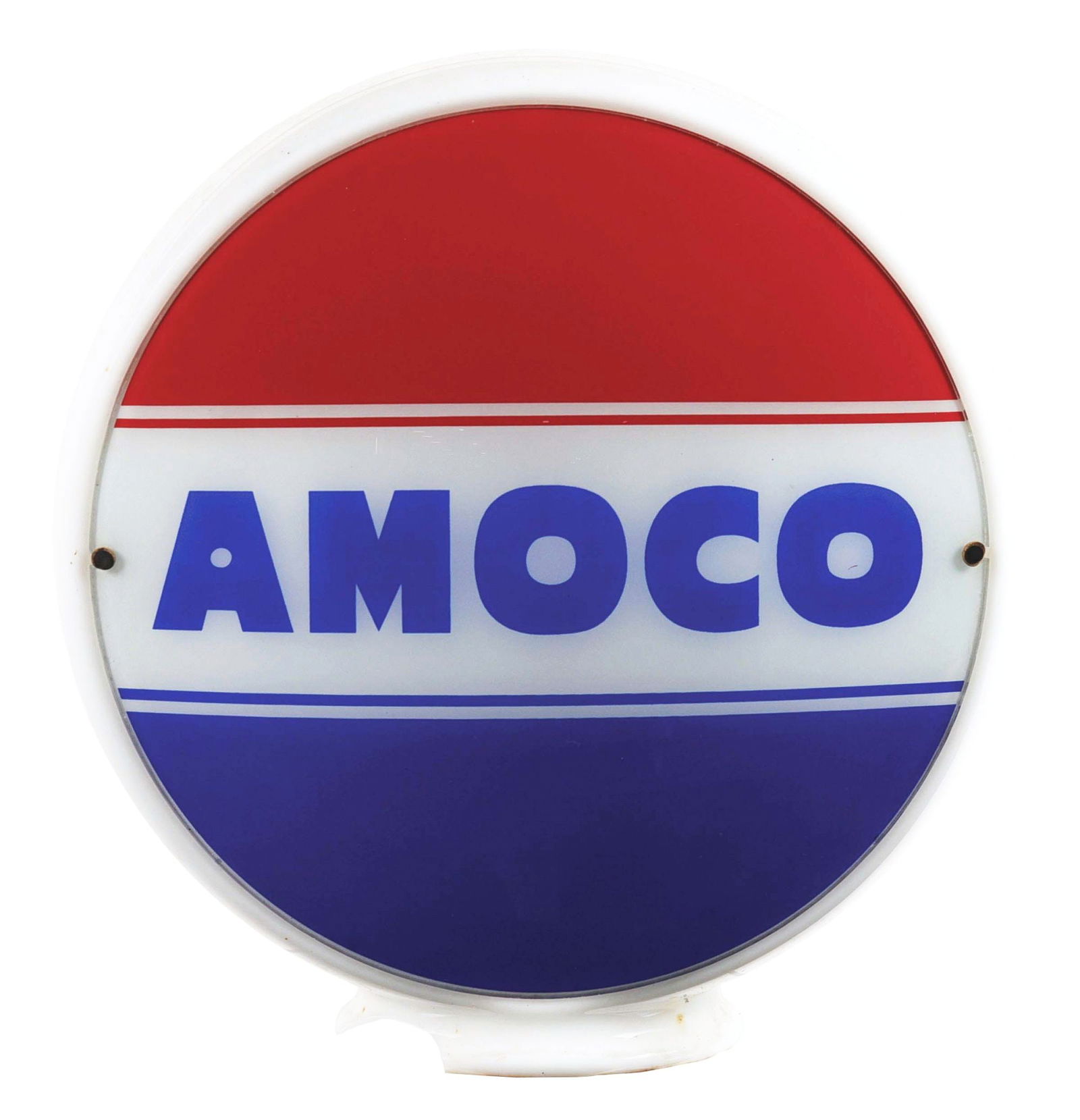 AMOCO GASOLINE COMPLETE 12.5" GLOBE ON WIDE MILK GLASS BODY. (1 of 4)
